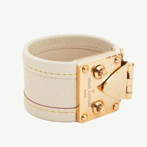 Louis Vuitton Suhali White Leather S-Lock Bracelet